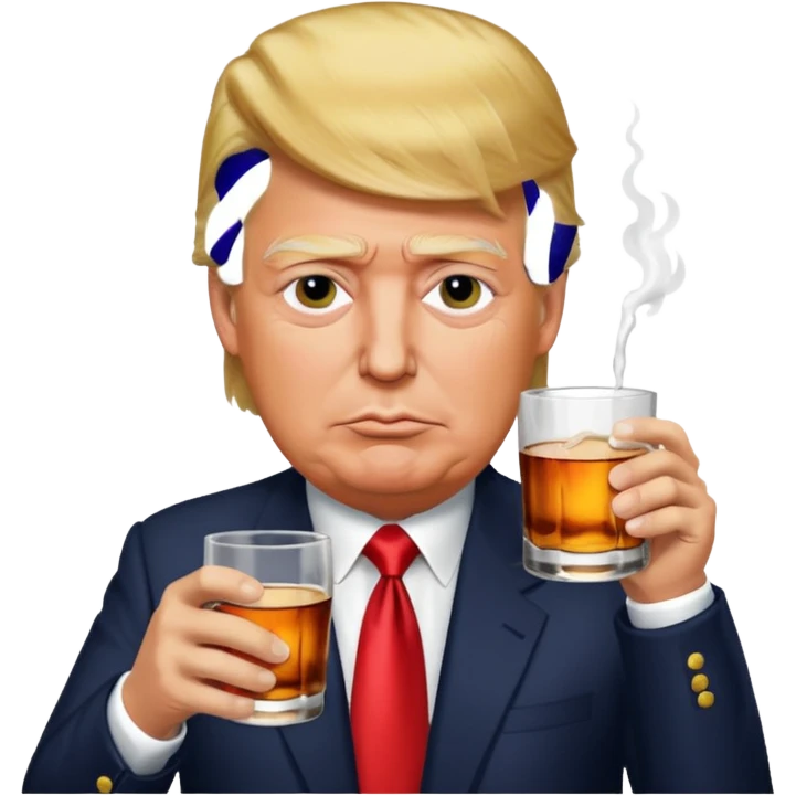 Trump drinks whiskey. emoji