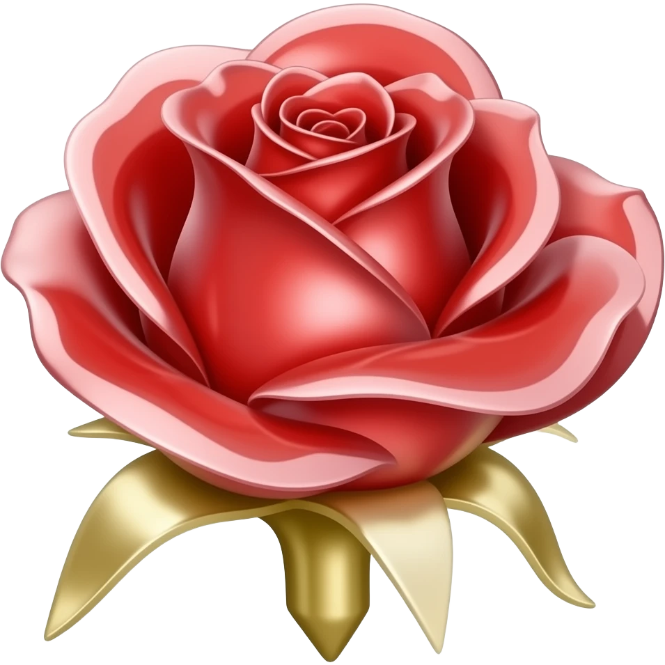 Red crystal rose with gold stem emoji