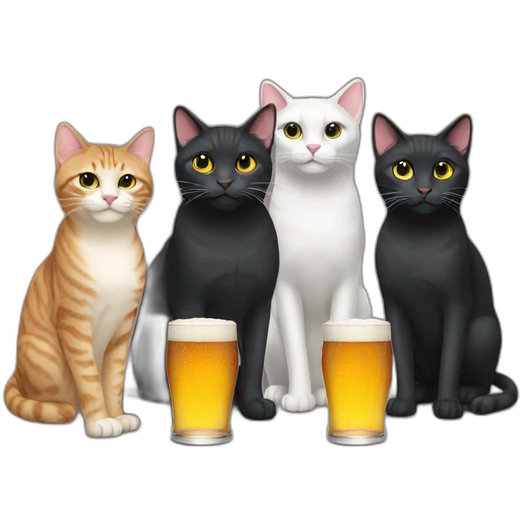 Cat with others cats drinking beers emoji