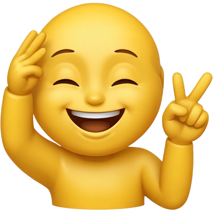 a yellow emoji laughing with eyes closed pointing its fingers forward emoji