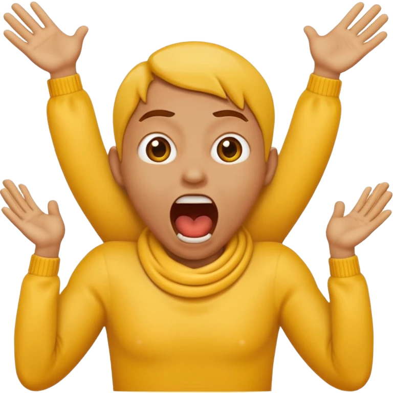 Yellow emoji doing choking emote with hands around neck and the emoji screaming  emoji