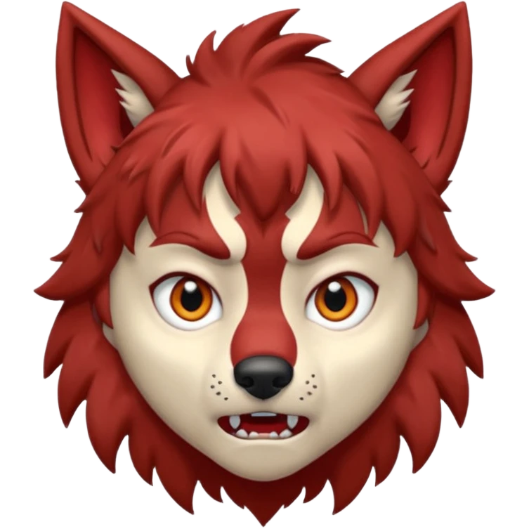 Wolf Boy Red Scared emoji