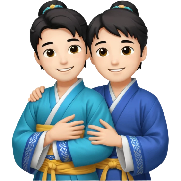 two guys hugging in hanfu emoji