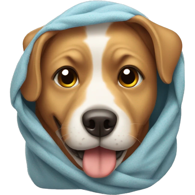 a dog wrapped in a blanket emoji