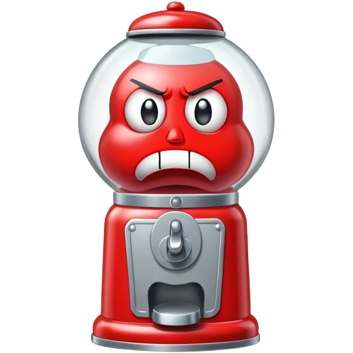 Gumball machine whit Cartoon angry eyes AND mouth  emoji