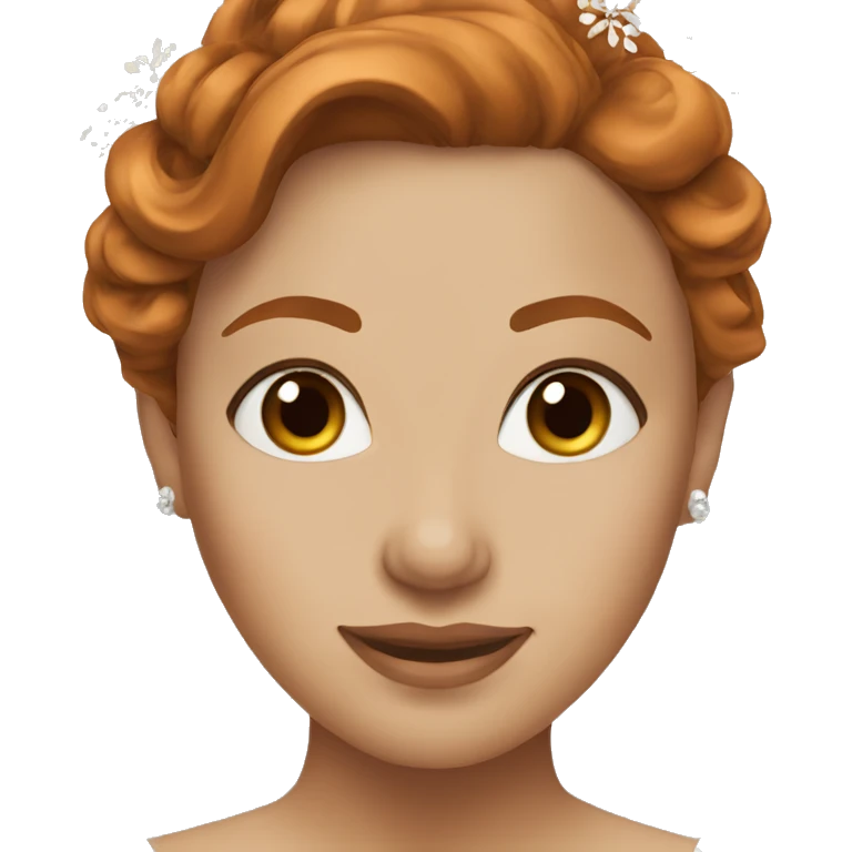 Beautiful bride with ginger hair brown eyes  emoji