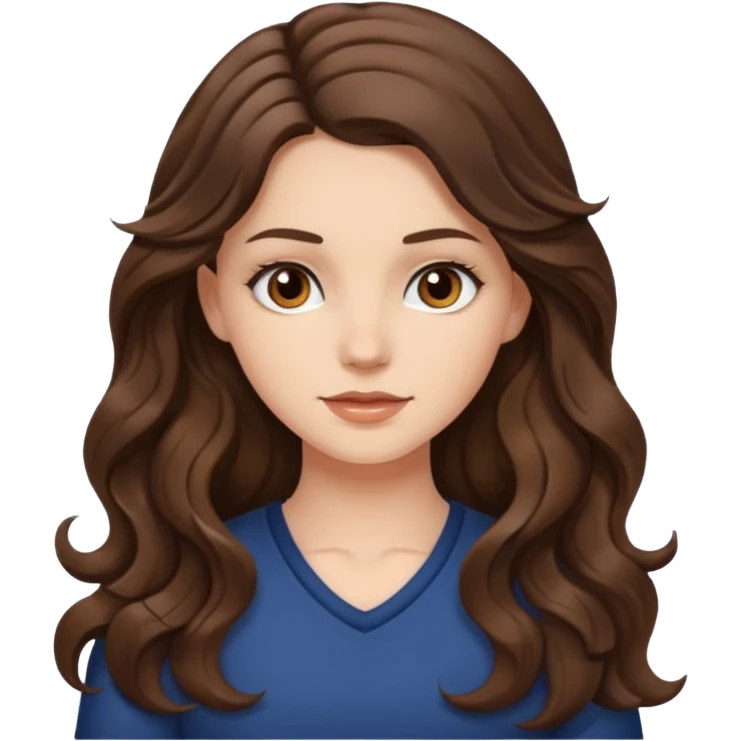 white girl brunette long wavy hair brown eyes  emoji