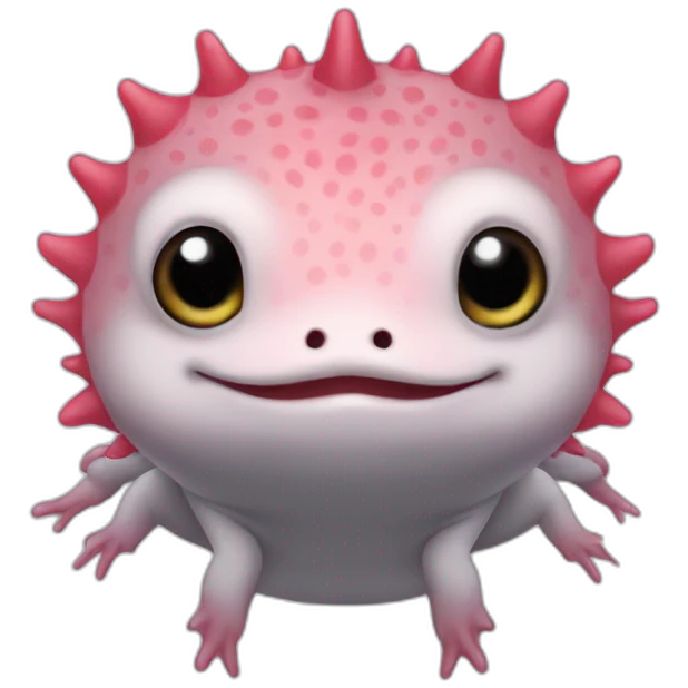an axolotl with big black eyes, no mouth emoji