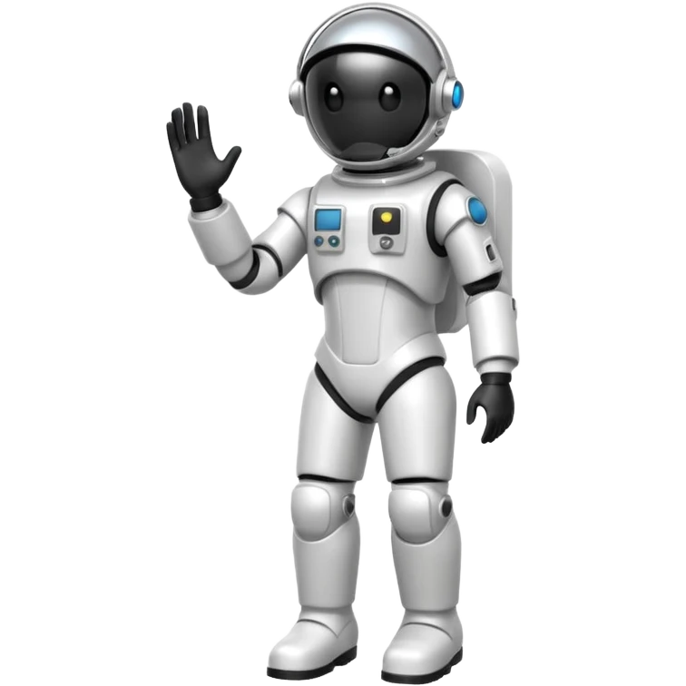 retro robot Astronaut in white EVA suit with silver visor helmet emoji