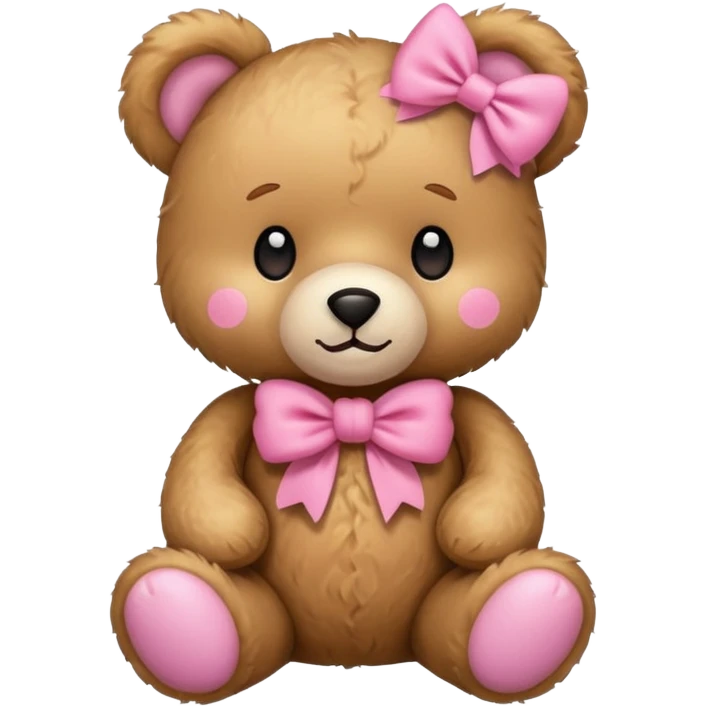Cute teddy bear with a pink bow. emoji