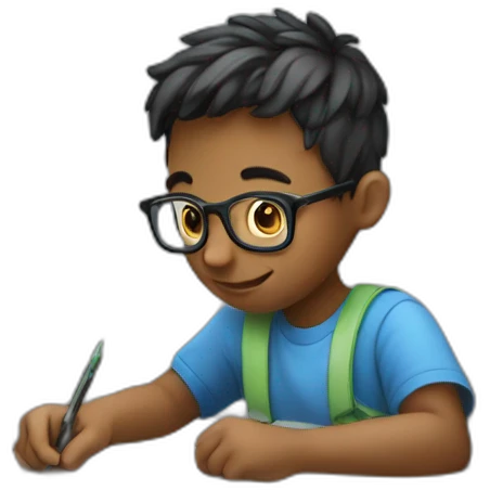 Boy writing code on laptop emoji