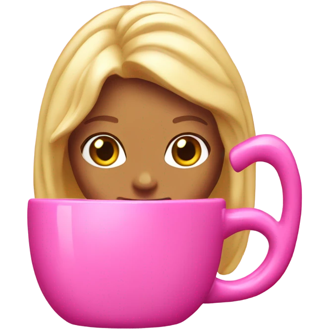 Pink mug with the word Barbie  emoji