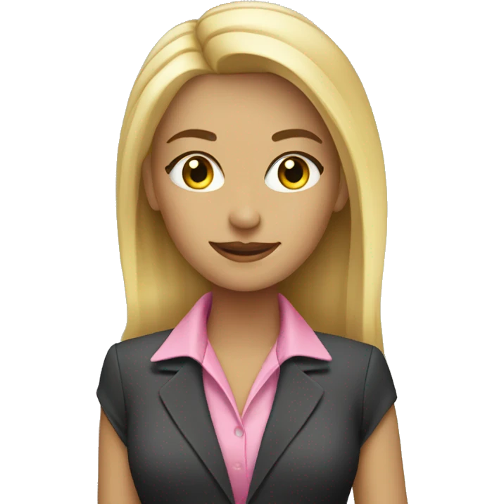 A business blonde girl wearing pink   emoji