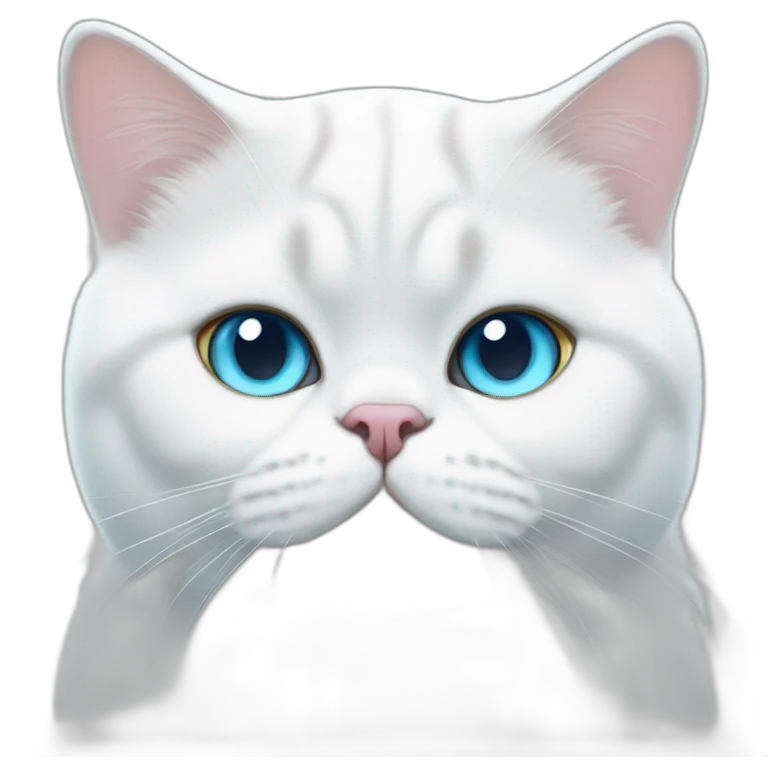 fat white british shorthair cat with iceblue eyes emoji