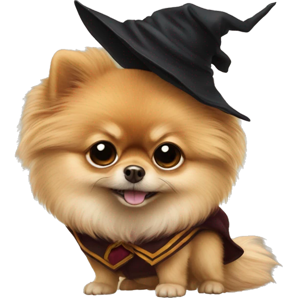 Pomeranian dressed as Harry Potter emoji