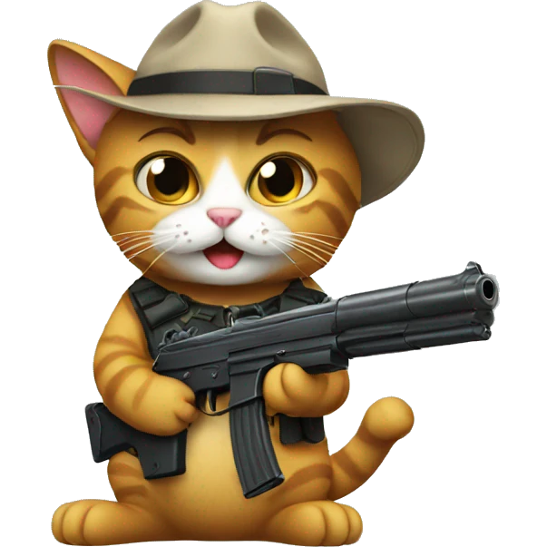Cat with gun emoji