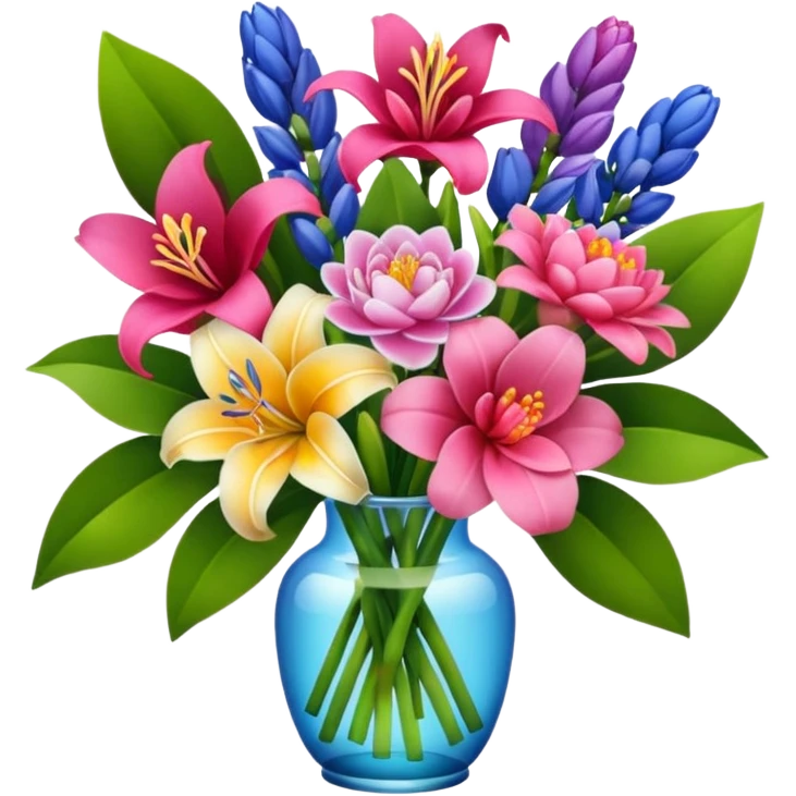 Lilies, hyacinths and camellias in a flower bouquet emoji