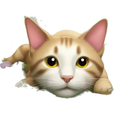 Cat lying on its back in a field of flowers emoji