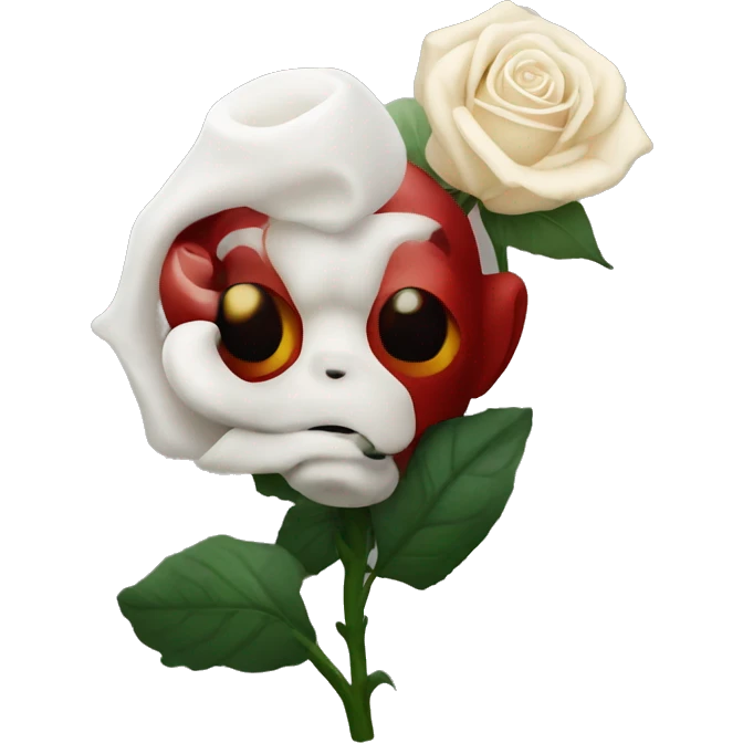Hellboy from the movies with a white rose  emoji