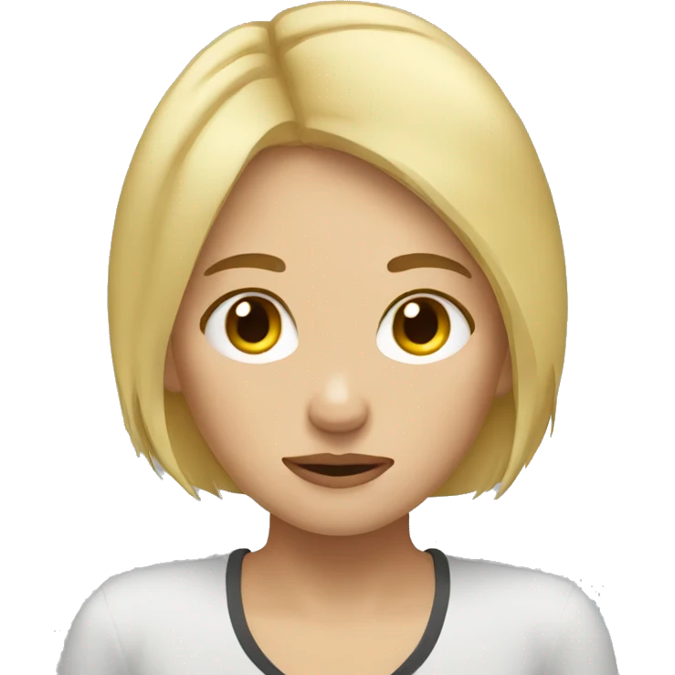 Short blonde hair girl tired  emoji