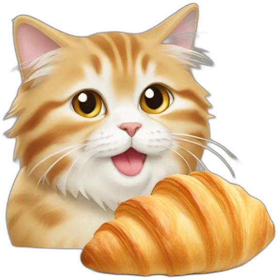 a siberian cat eating a croissant emoji