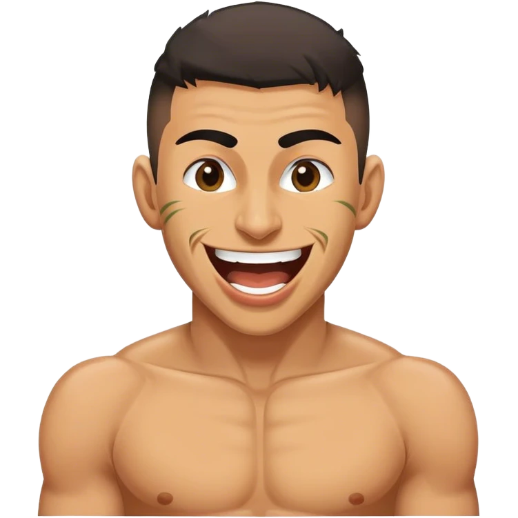 Minimal emoji of kurdish looking muay thai fighter laughing emoji