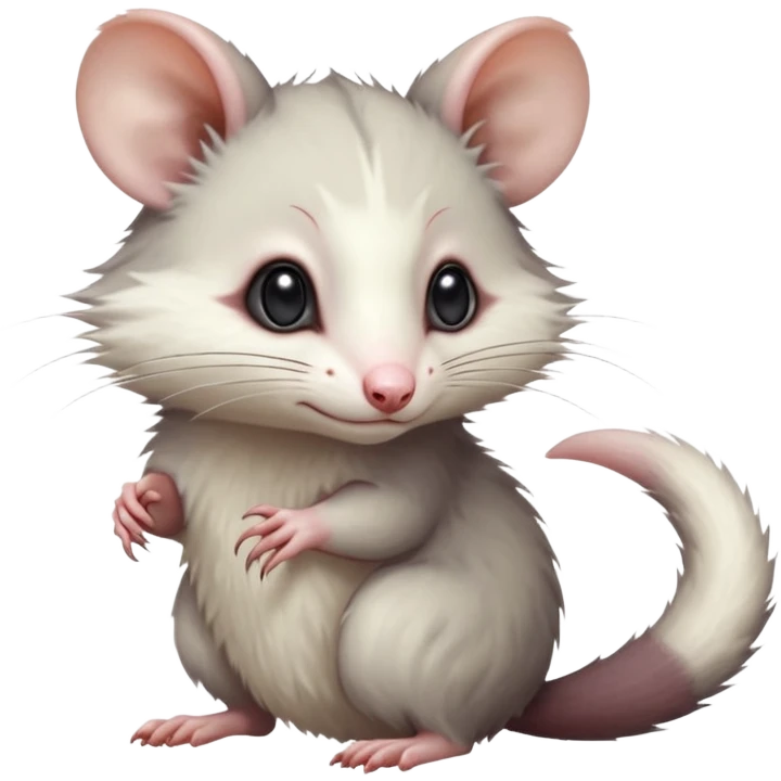 White soft natural realistic romantic vintage antique divine beautiful elegant pretty precious cute young youthful  Fakémon-Pokémon-alien-opossum-feline-rodent-hybrid-creature emoji