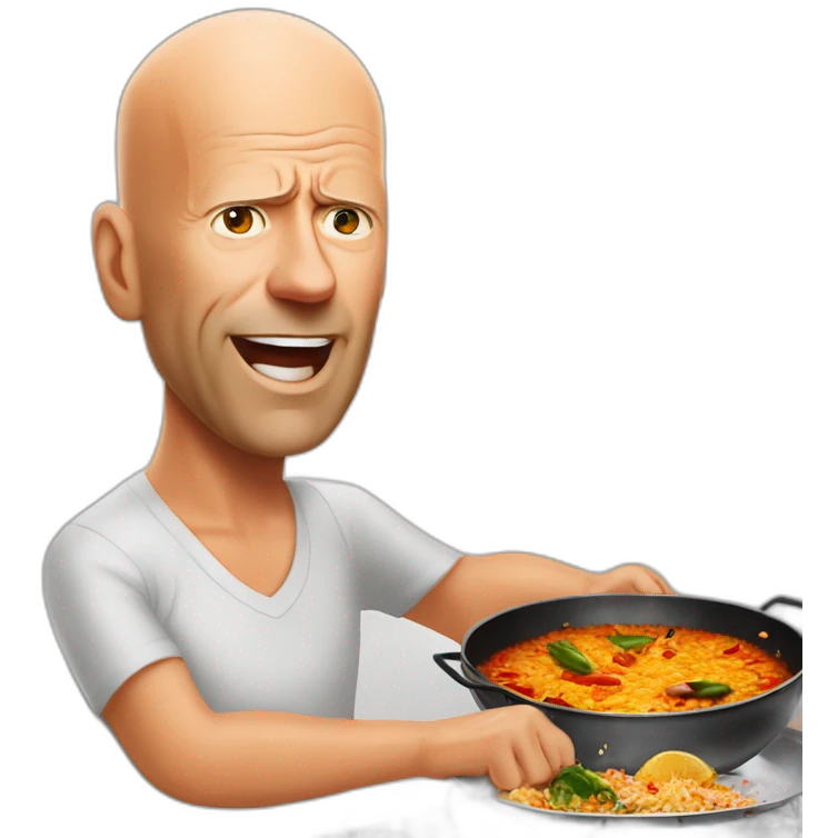 Bruce willis mange une paella emoji