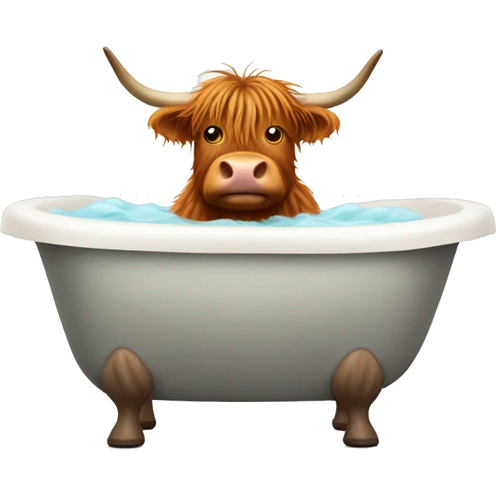 Highland cow in the bathtub emoji