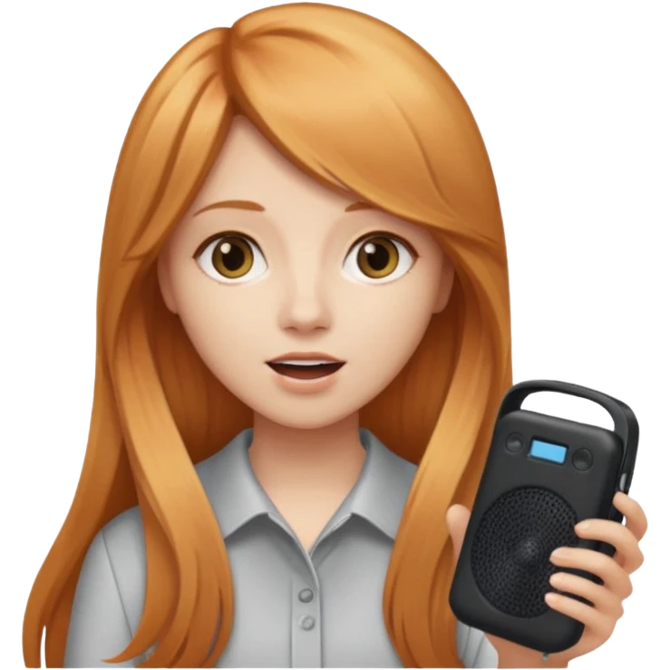 Long Strawberry blonde hair girl speaking into handheld speaker emoji