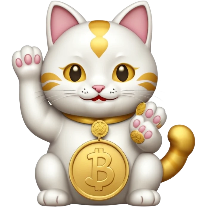 Lucky cat with coin in hand emoji