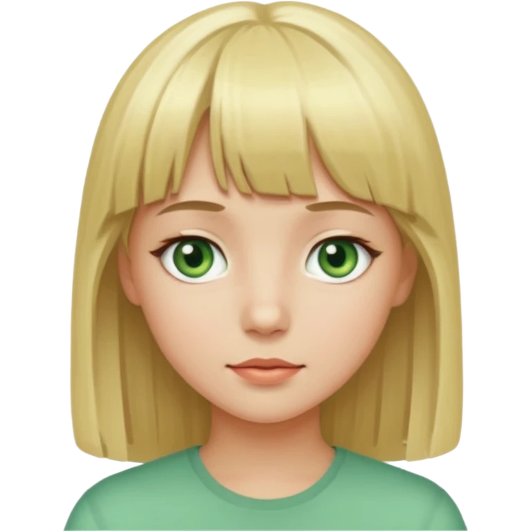 Ragazza bionda con la frangetta con gli occhi verde chiaro emoji