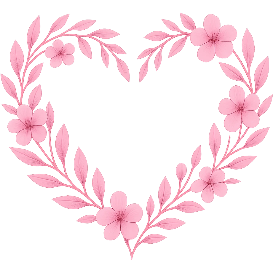 pink wreath heart, remove background emoji