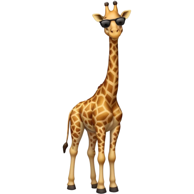 friendly anthropomorphised giraffe in casual clothing, wearing dark sunglasses, walking upright in relaxed pose emoji