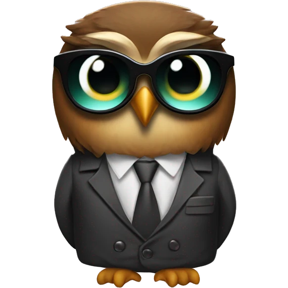 a rowlet brown owl emoji with sunglasses and a blazer disco outfit on emoji