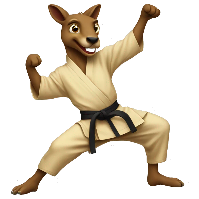 kicking karate kangaroo cartoon emoji
