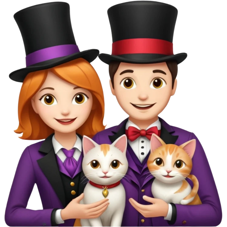 magician couple and their pet cat emoji
