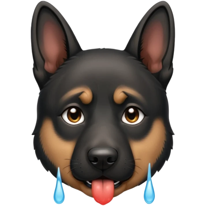 all black german shepherd face crying large tears looking sad emoji
