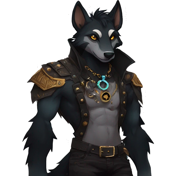 cool edgy dark animal fursona by griffsnuff & LiLaiRa & Falvie with badass colors and a collar full body emoji