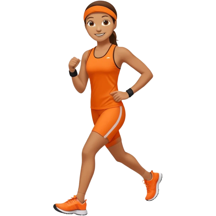 mach mir eine atheltischen typen mit orangener fitness kleidung der gerade einen sapziergang macht emoji