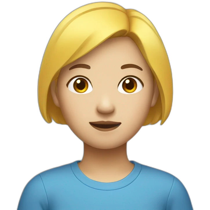 asian girl with yellow short hair in blue shirt emoji