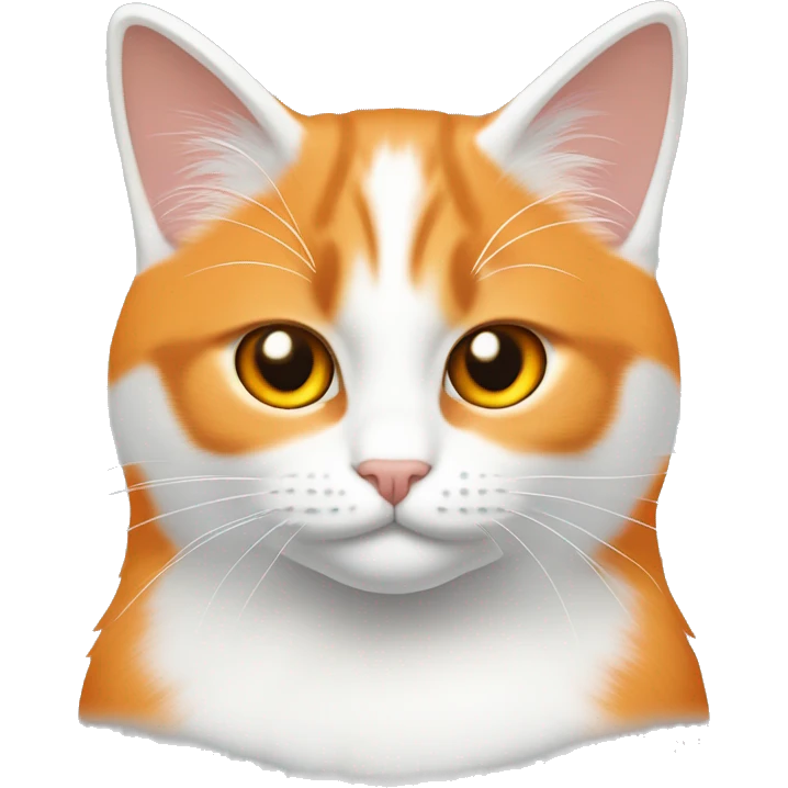 Gato blanco con naranja, con las orejas naranjas y marca de M en la frente en color naranja emoji