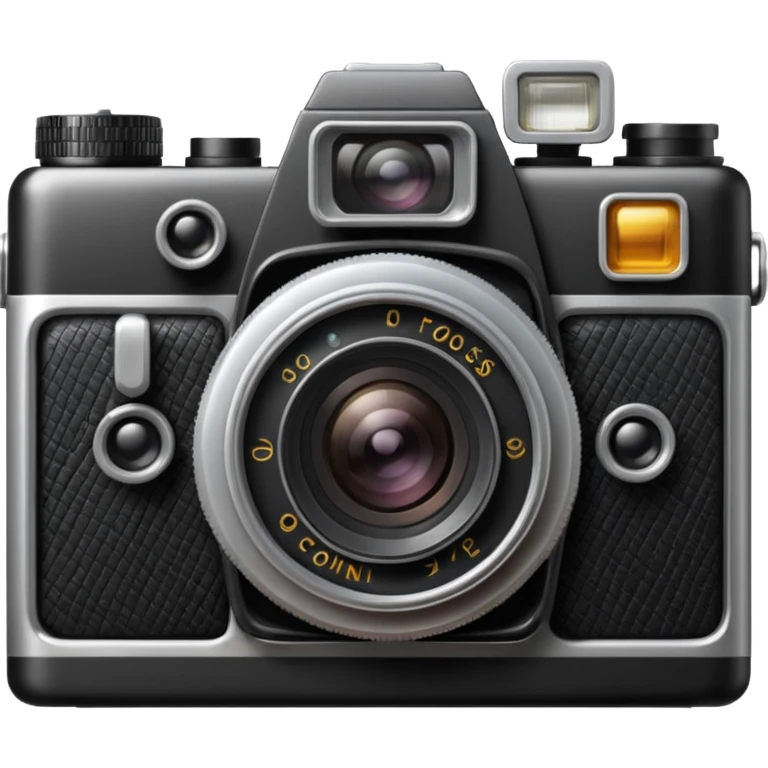 Emoji of a vintage camera, detailed lens, flash effect, photography-themed. emoji