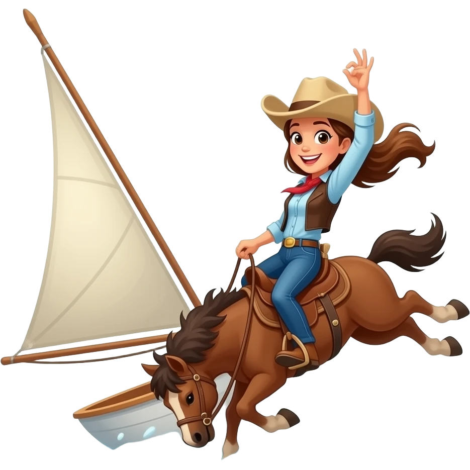 a girl sailing through the air after getting bucked off like a rodeo cowboy emoji
