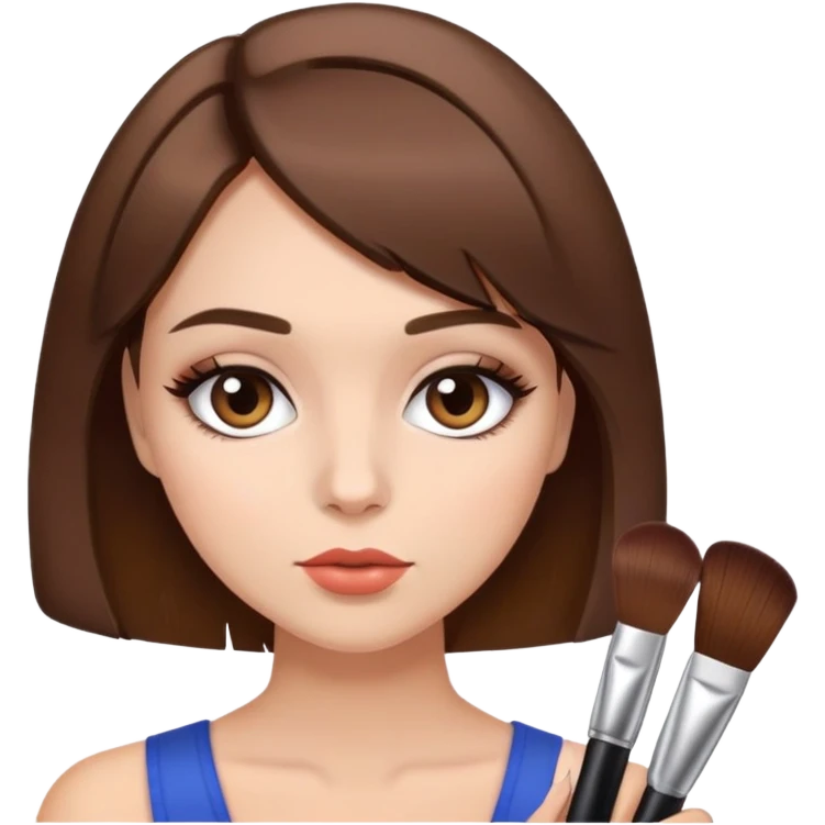 ragazza con i capelli marroni a caschetto che si trucca emoji
