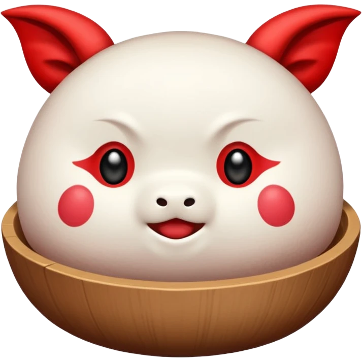 Un mochi japonés con cuernos y rabo de diablo  emoji