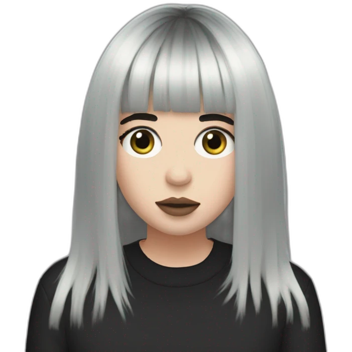Billie eilish black hair fringe emoji