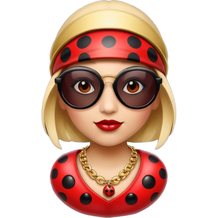 a ladybug thug with sunglasses and a necklace on emoji