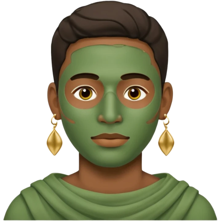 green clay mask man with earrings emoji