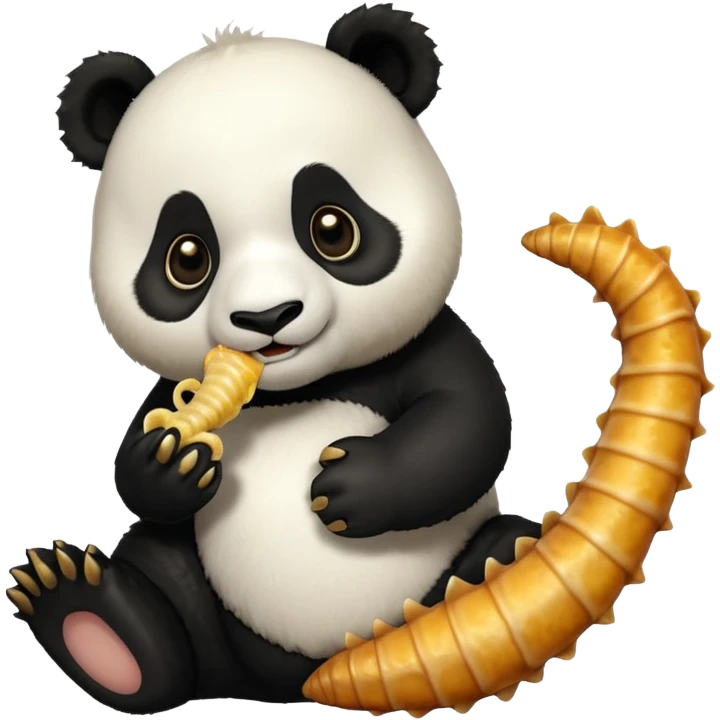 Panda eating seahorse but cookd emoji